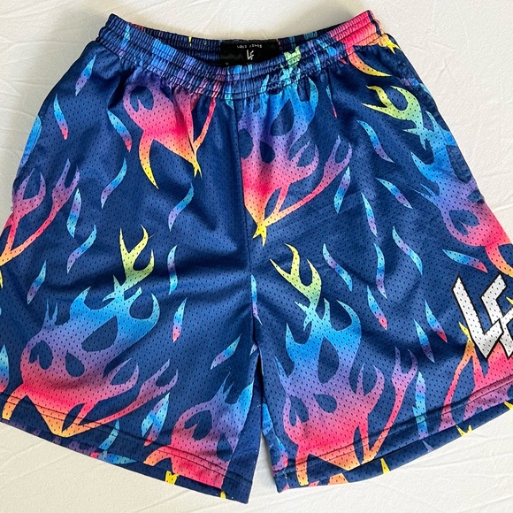 Lost Files men’s shorts, blue with flame print, size medium - Picture 2 of 5